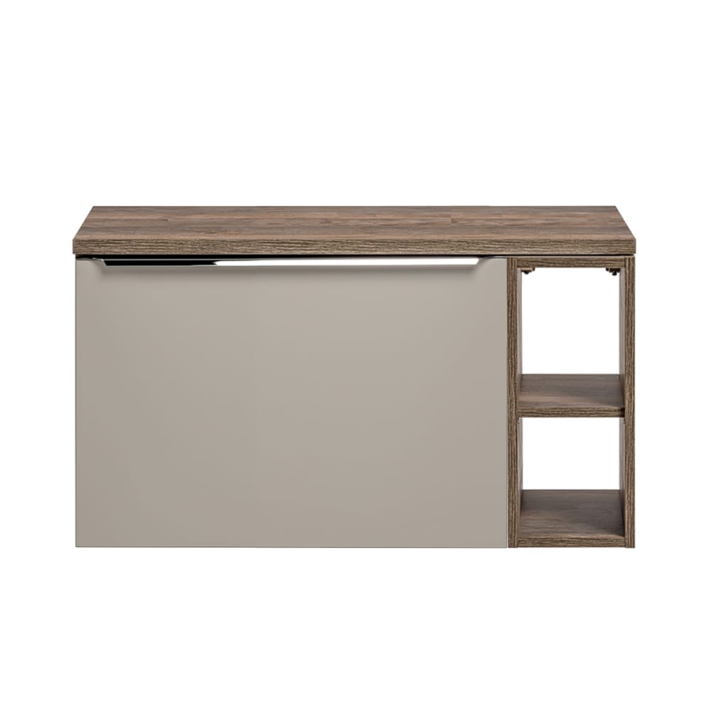 Waschbeckenunterschrank 80cm 2 Nischen Laminat Taupe - Maisons Du