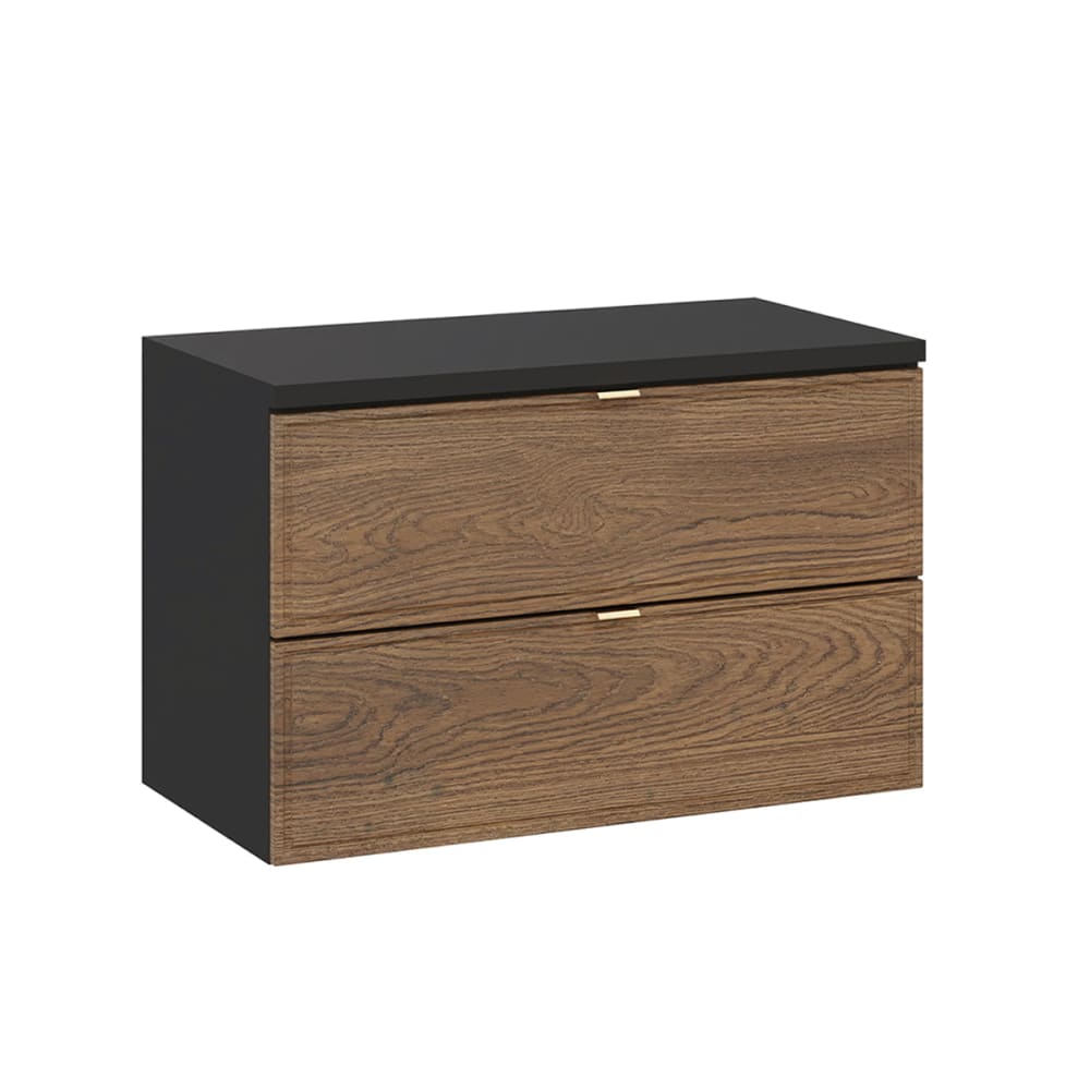 Petits meubles Waschtischunterschrank 80cm Waschtisch Laminat Holz und Schwarz Schwarz Spanplatte