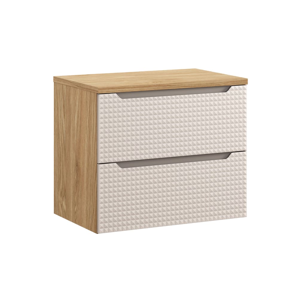 Petits meubles Waschbeckenunterschrank 70cm Melamin Beige und Holz Beige Spanplatte