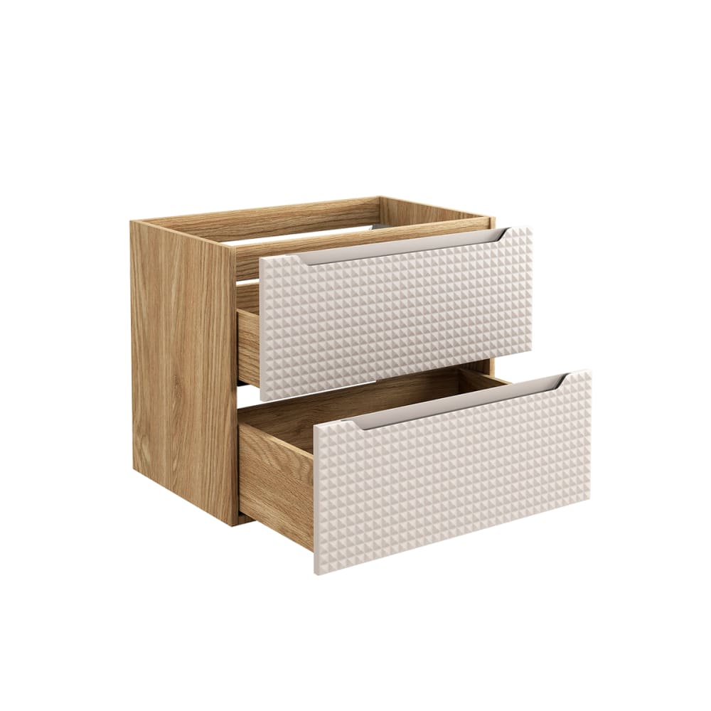 Waschbeckenunterschrank 70cm Melamin Beige und Holz - Maisons Du