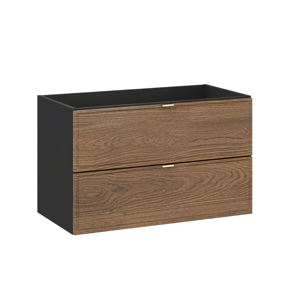 Petits meubles Waschtischunterschrank 80cm Laminat Holz und Schwarz Schwarz Spanplatte