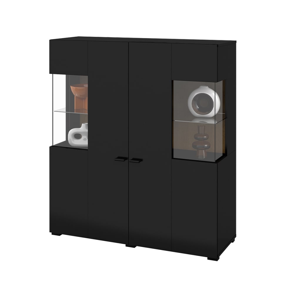 Vaisselier 2 portes stratifiés noir et beige