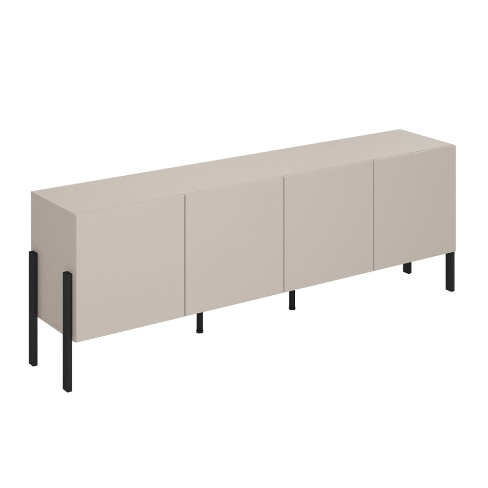 Tv-MöBel Mit 4 TüRen, Kaschmir Und Schwarz, 204Cm