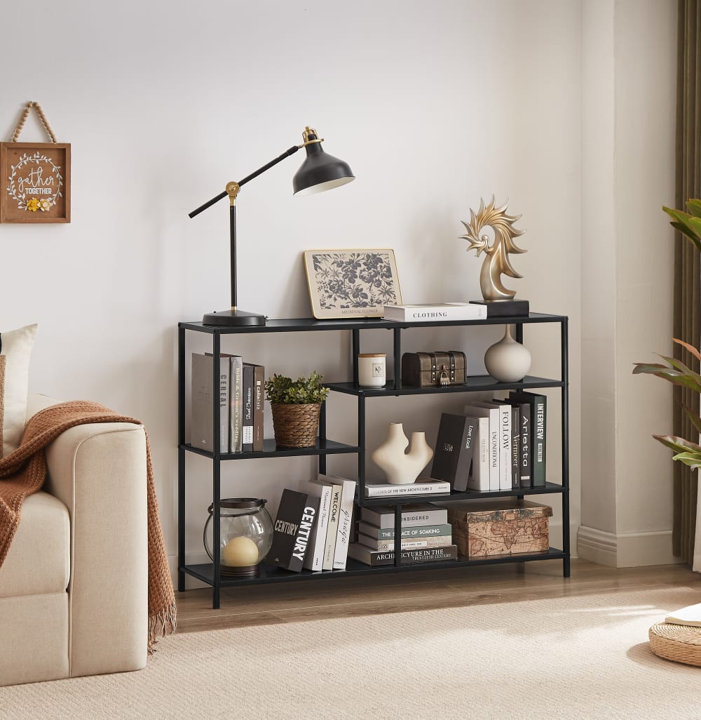 Etagère industrielle avec rangements de 5 niveaux en métal noir