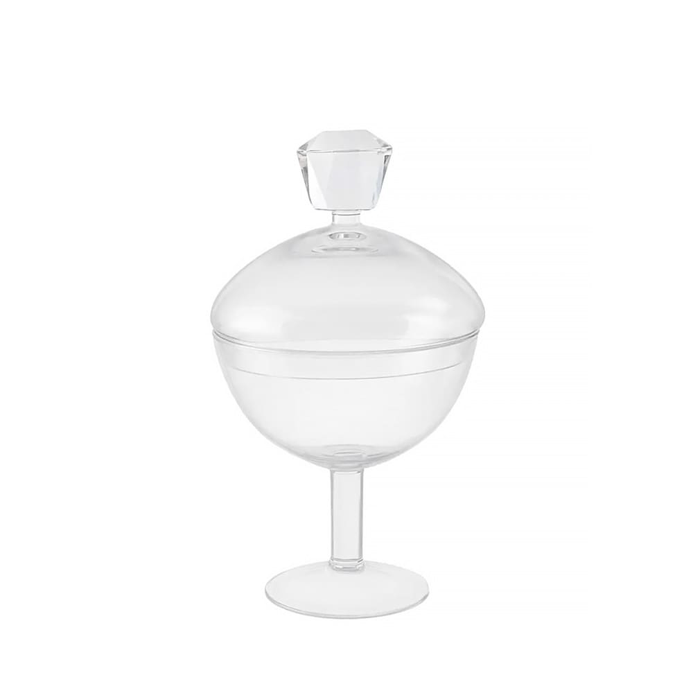 bombonera de vidrio con diamante h24cm