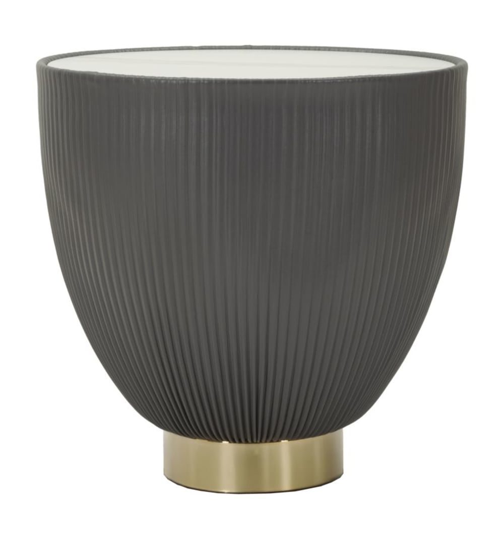 Table basse en éco-cuir gris et plateau en marbre ø 46x45 cm