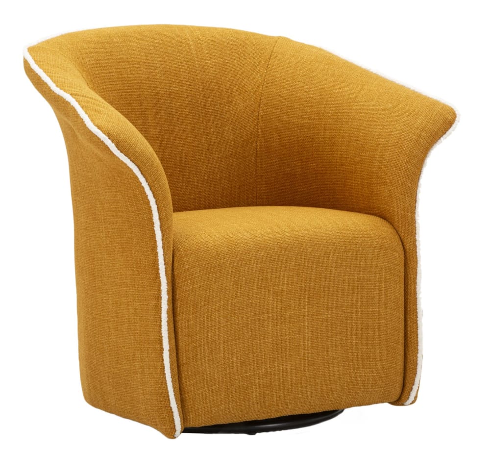 Drehsessel in senffarbenem Stoff, 83,5 x 66 x 80 cm - Maisons Du