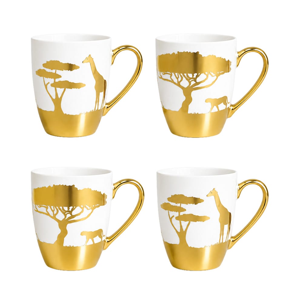 tazas savana doradas - set de 4