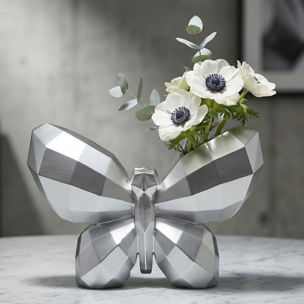 Mauro Ferretti Silberne Harzvase, 22,5 x 8 x 15 cm style classic chic Silber Harz