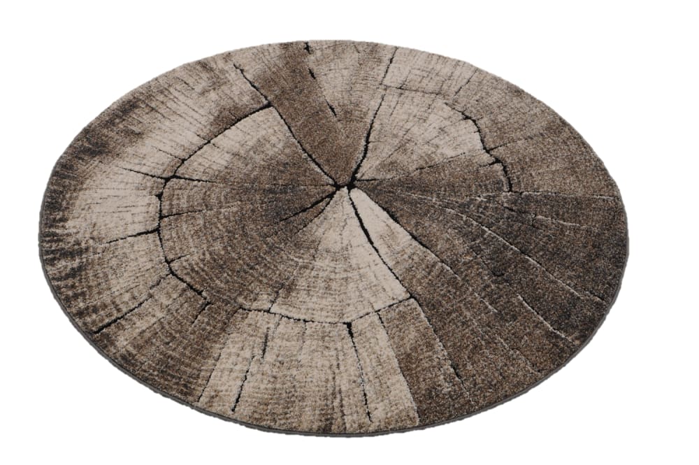 Tapis abstrait moderne, marron, 120 cm rond