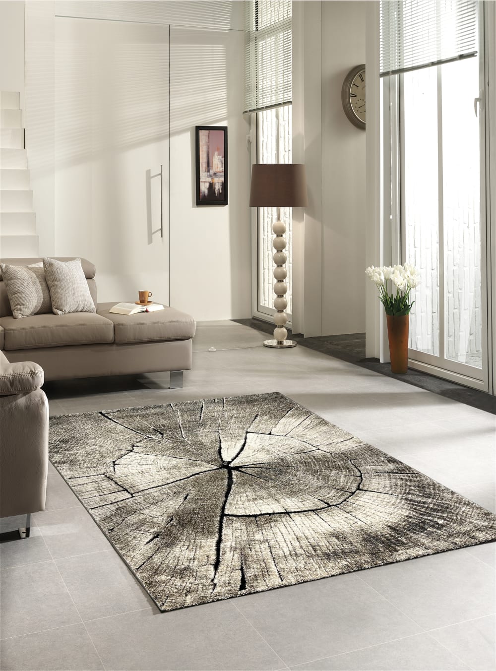 Tapis abstrait moderne, marron, 120 cm rond — vue 3