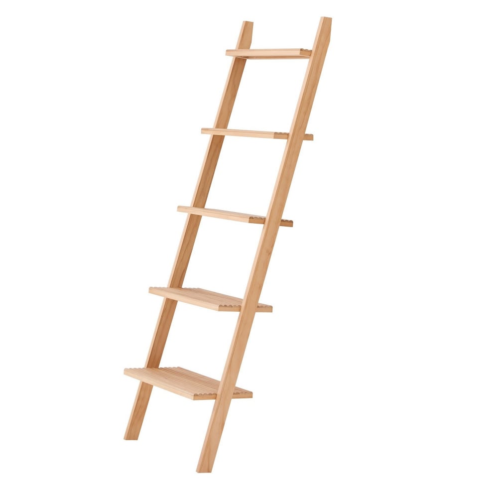 Etagère murale échelle 5 niveaux en bois massif naturel