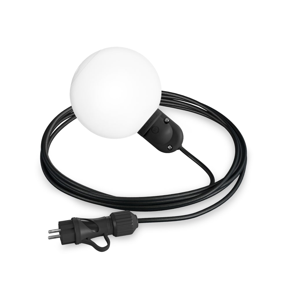 Creative Cables EIVA IP65 Außensteckleuchte mit bruchsicherem Unbreak-a-Ball-Lampensch Schwarz Pvc - Polyvinlychlorid