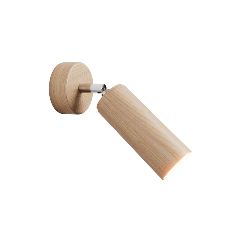 Creative Cables Fermaluce Wood mit verstellbarem Strahler aus Holz und Tub-E14 Lampens Beige Holz