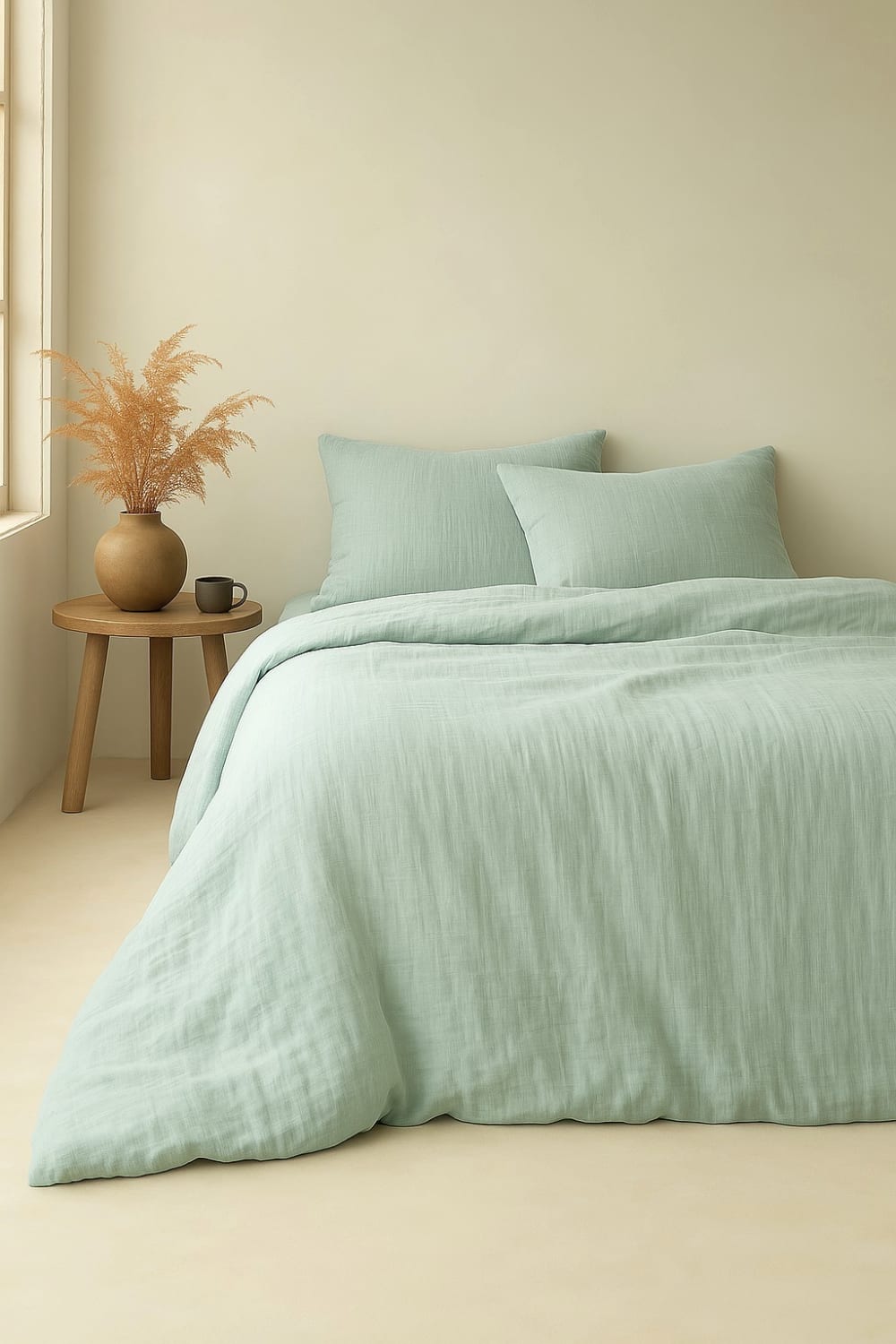 Parure de couette gaze de coton vert