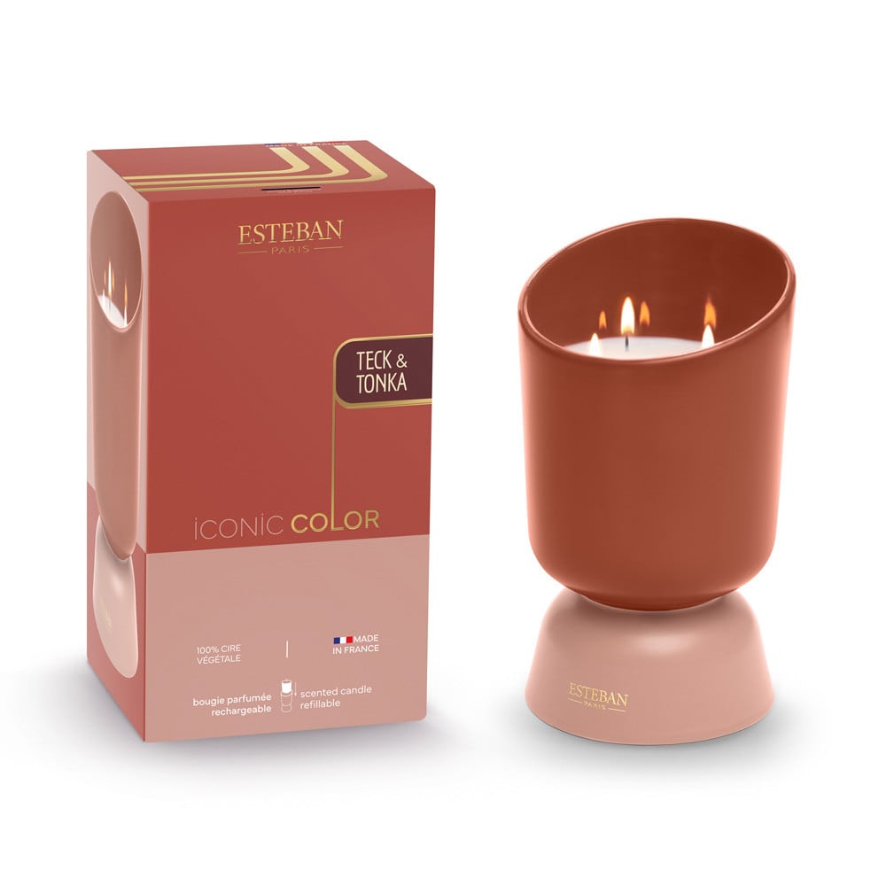 Bougie rechargeable 700g - teck