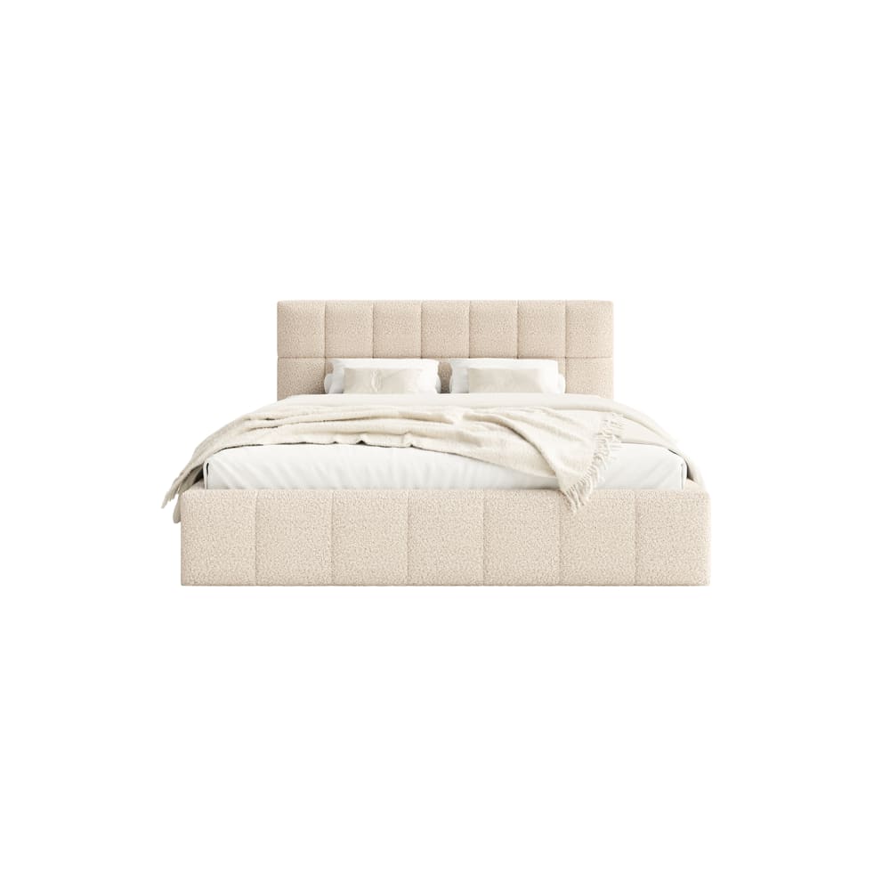 Lit rembourré en tissu Bouclé 160x200 cm, blanc crème