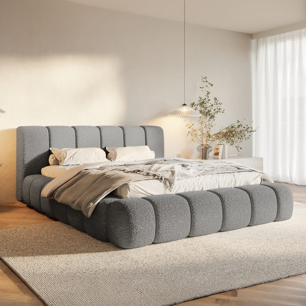 Fedve Polsterbett aus Chenille-Stoff 160x200 cm, Anthrazit Grau Pes - Polyester