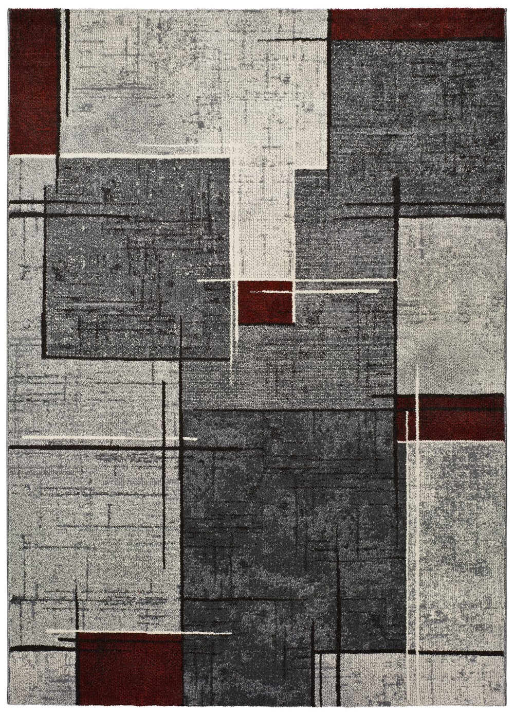 Tapis moderne gris/rouge 140x200 cm