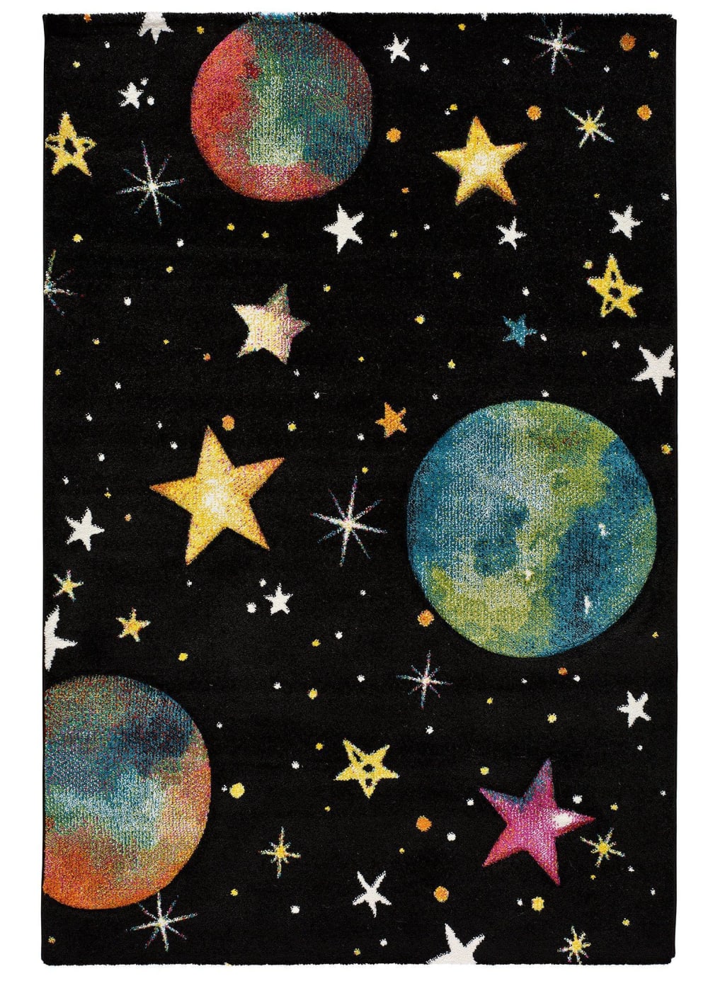 Tapis enfant étoiles noir/multicolore, 120x170 cm