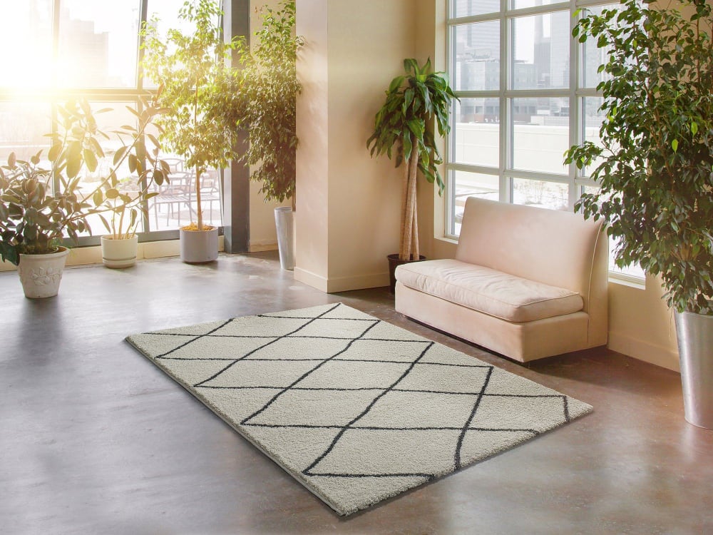 Tapis shaggy ethnique blanc/crème/noir 80x150 cm — vue 3