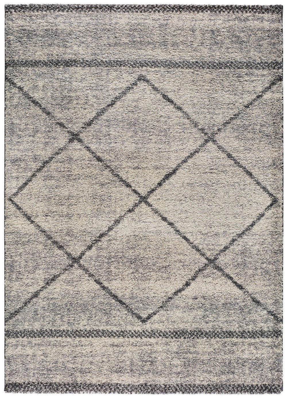 Tapis shaggy ethnique gris 133x190 cm