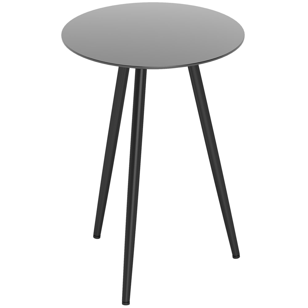 Table basse ronde table d'appoint verre trempé et acier noir