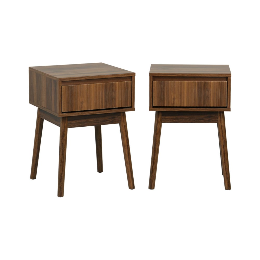 Table de chevet avec un tiroir noyer (lot de 2)