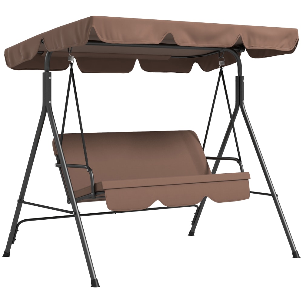 Balancelle de jardin 3 places réglable acier polyester noir marron