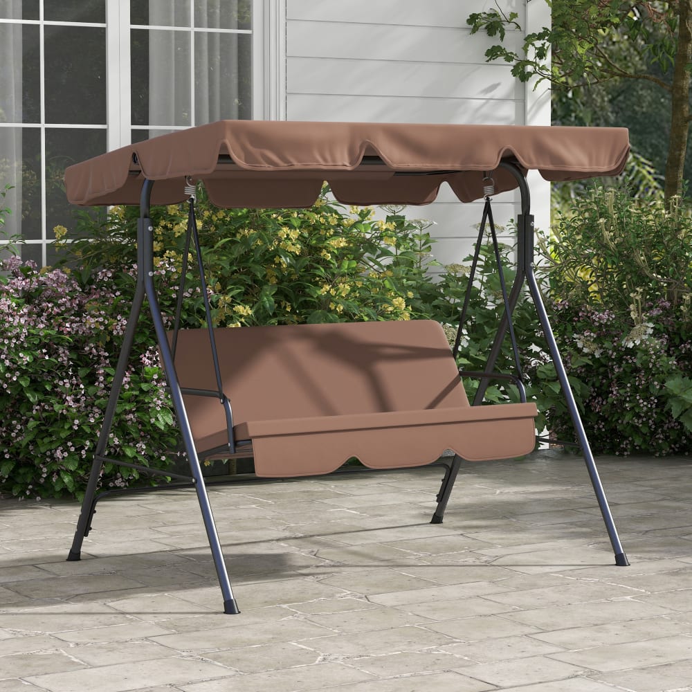 Balancelle de jardin 3 places réglable acier polyester noir marron