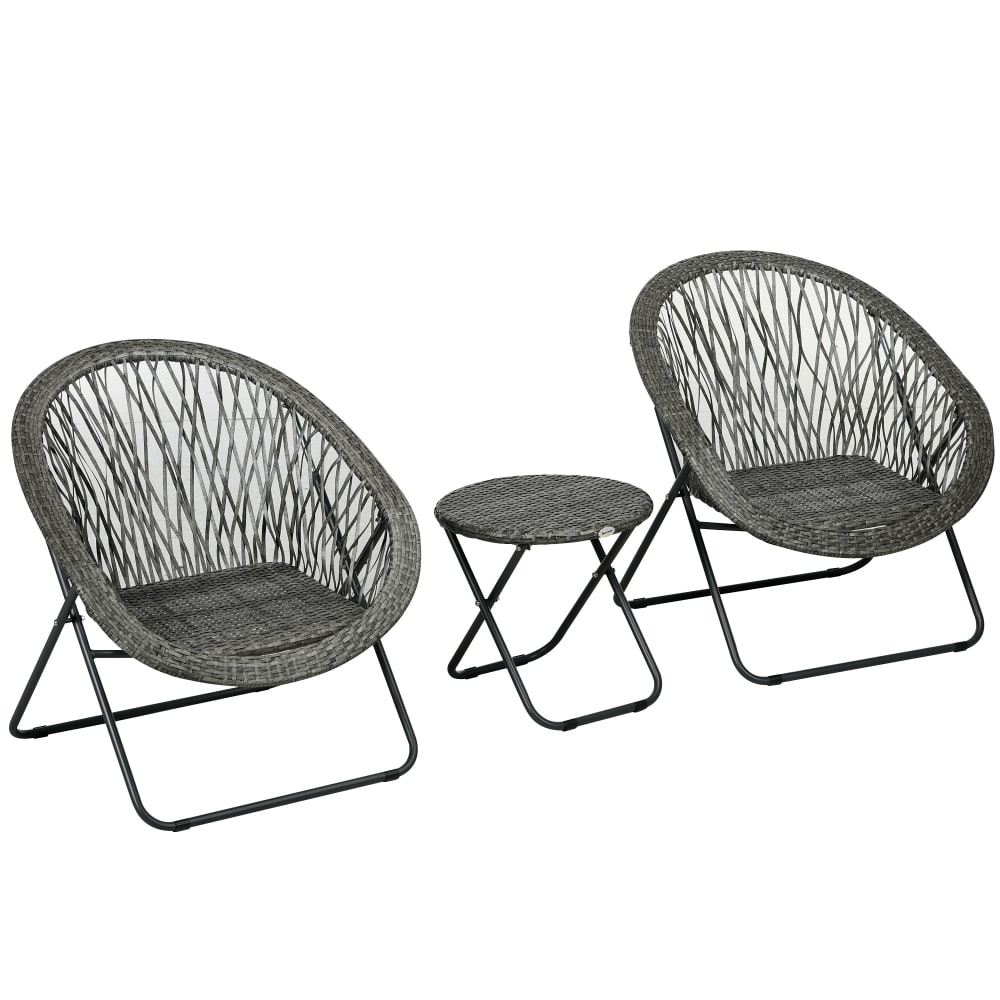 Salon de jardin extérieur 2 personne résine et acier gris