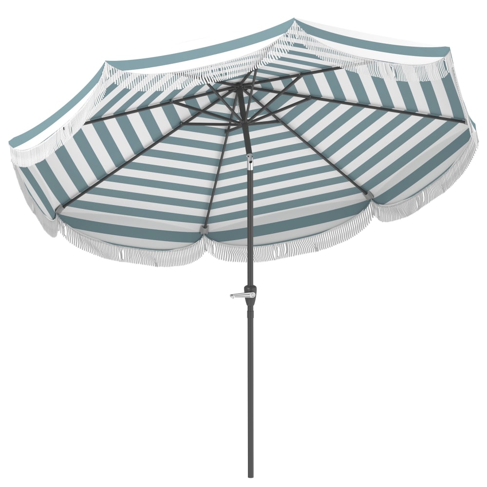 Parasol de jardin extérieur manivelle toile polyester bleu