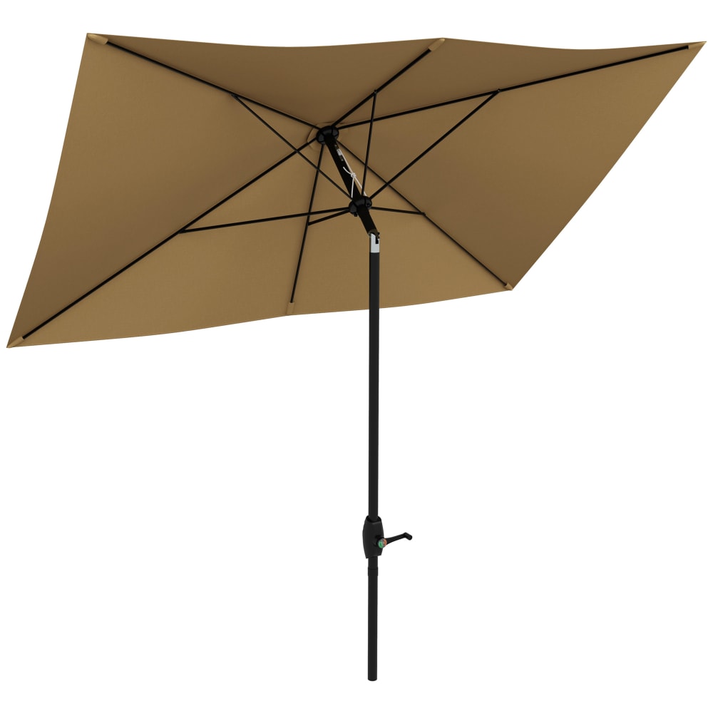 Parasol de jardin rectangulaire inclinable polyester marron