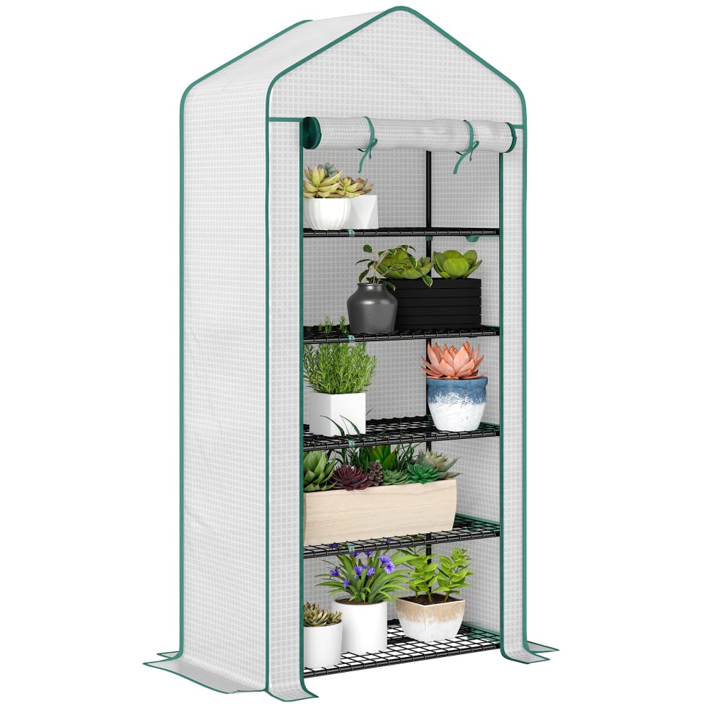 Serre de jardin 5 niveaux acier blanc