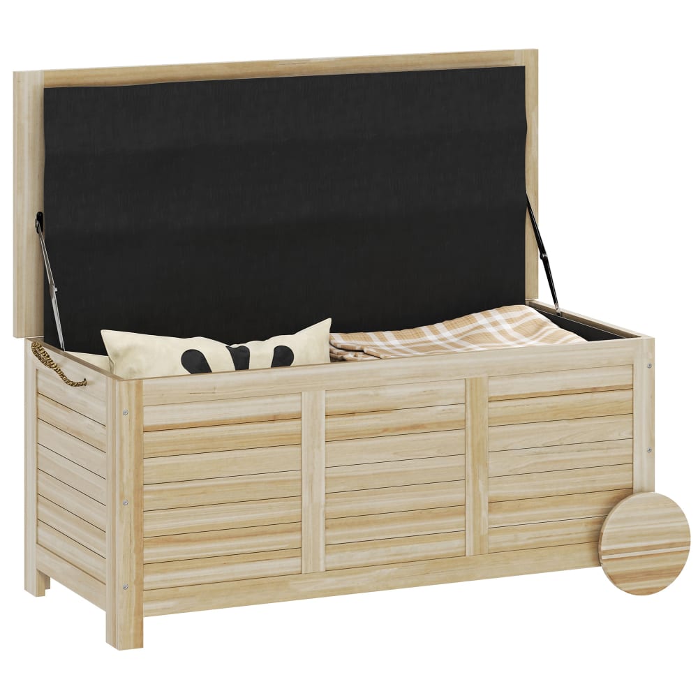 Coffre de rangement extérieur avec bâche imperméable en bois naturel