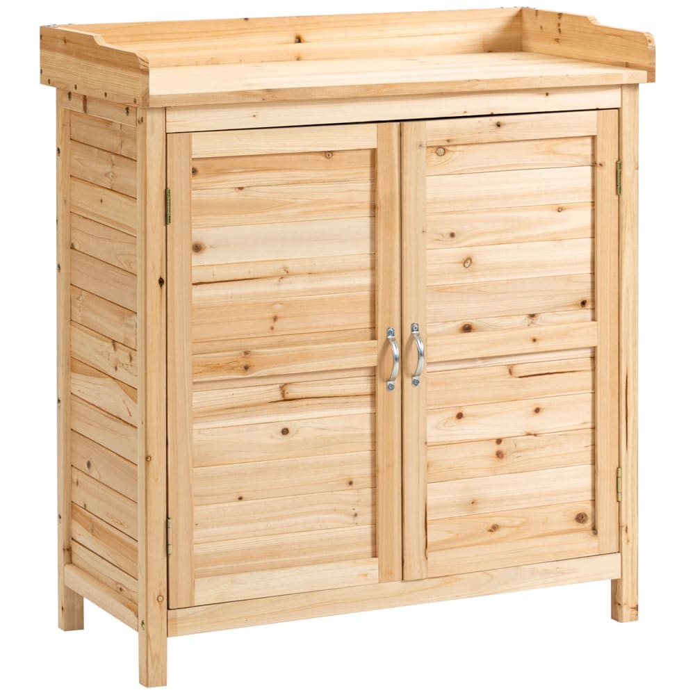 Armoire de jardin double porte en bois massif sapin pré-huilé naturel