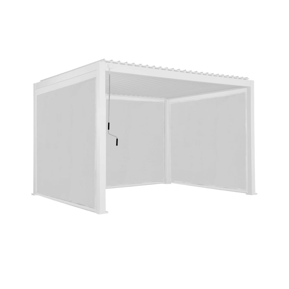 Pergola bioclimatique aluminium 3x4m + 2 stores 3m + 1 store 4m blanc
