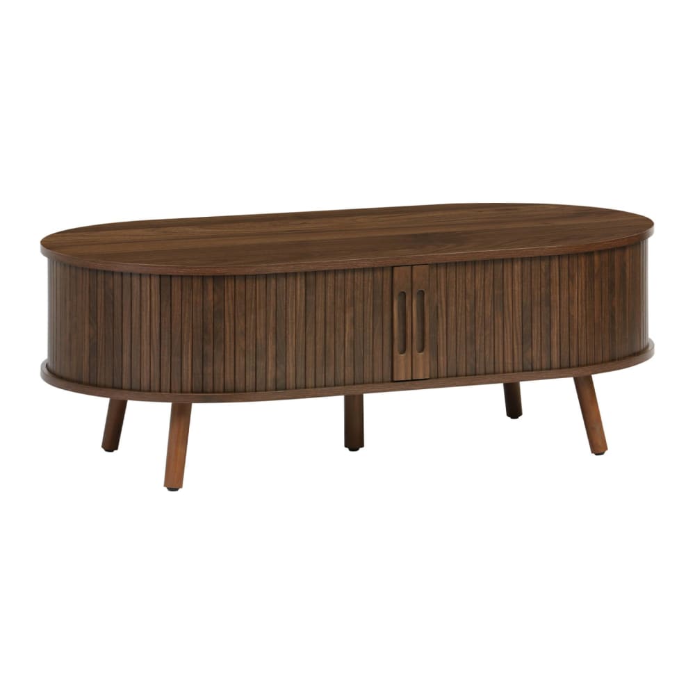 Table basse portes coulissantes - noyer