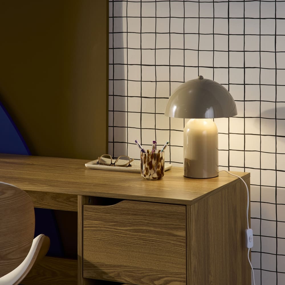 Lampe de table intérieur métal beige d 25cm — vue 3