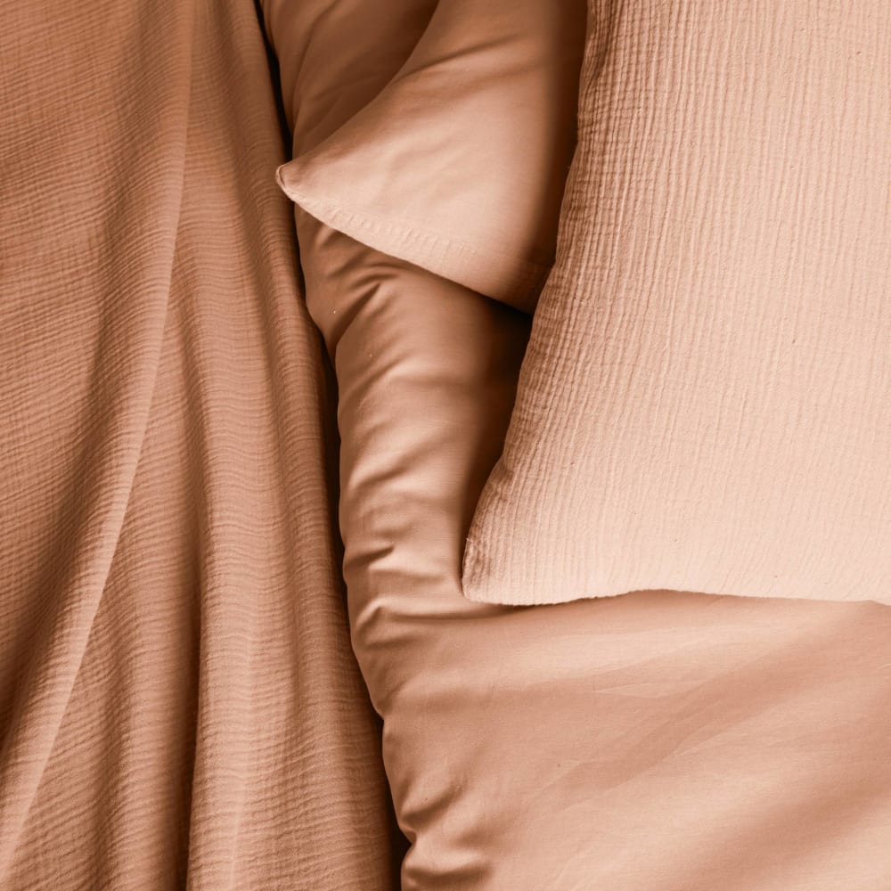 Parure de lit gaze de coton pêche 2 places 260 x 240 cm — vue 4