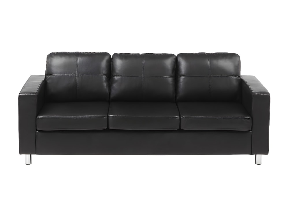 Canapé fixe simili cuir 3 places noir