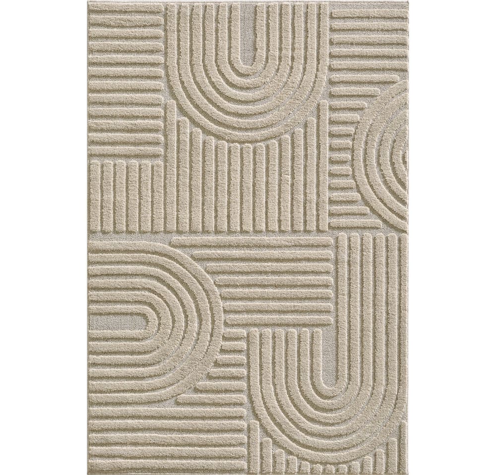 Tapis à reliefs géométriques beige - 80x150 cm