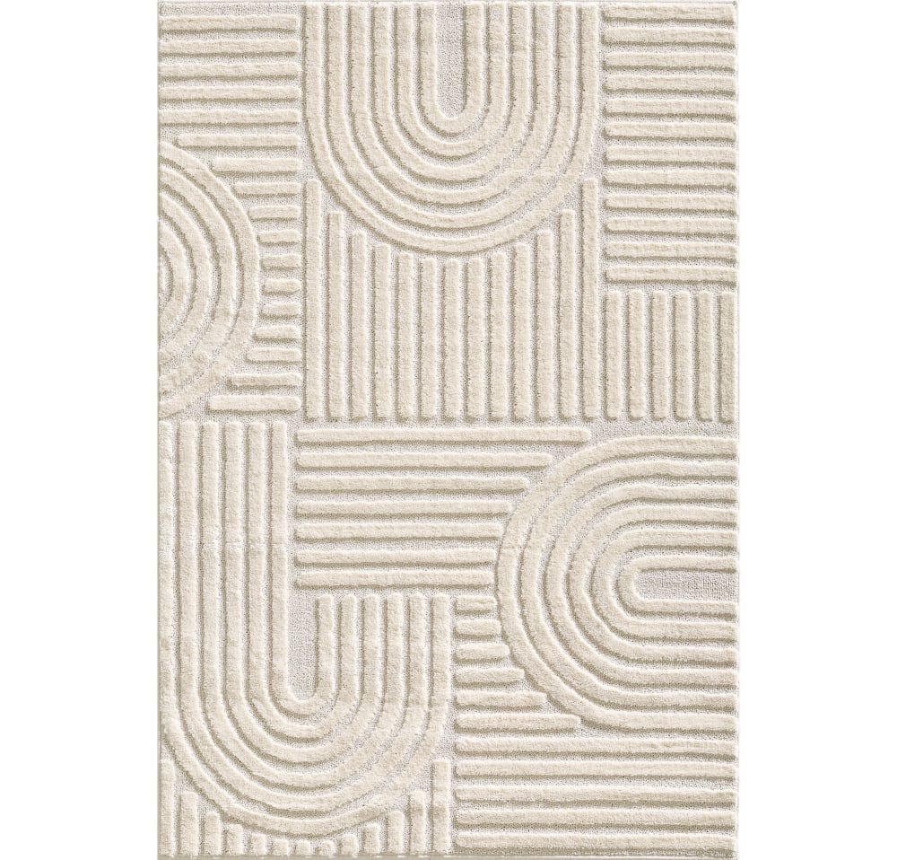 Tapis à reliefs géométriques crème - 200x290 cm