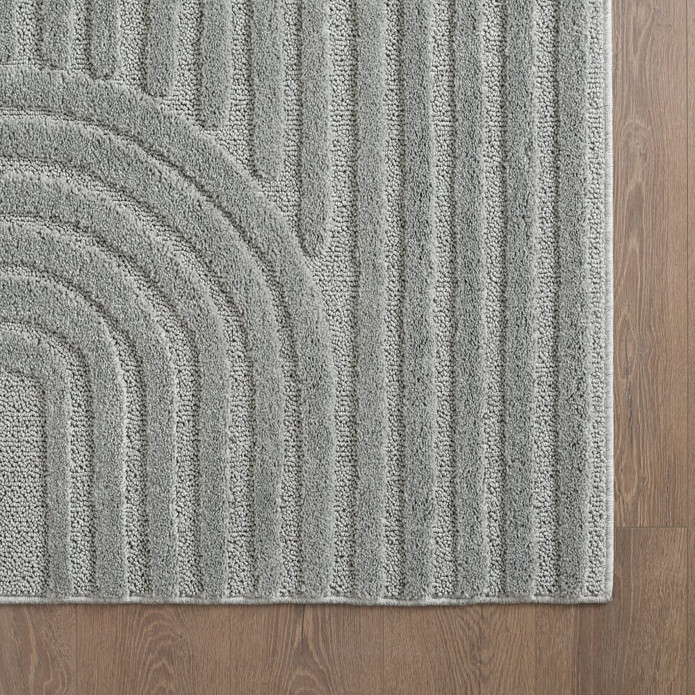 Tapis à reliefs géométriques gris rond - d160 cm — vue 4