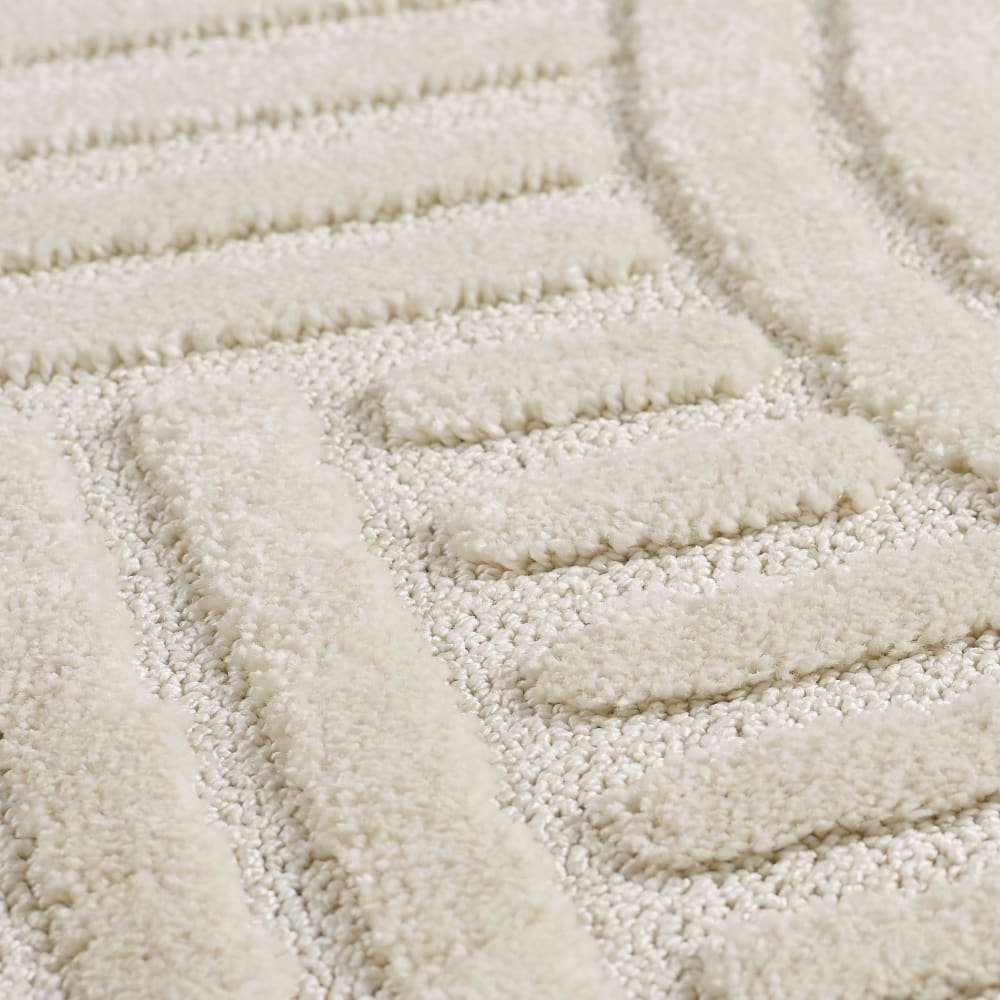 Tapis à reliefs géométriques crème - 80x250 cm — vue 4