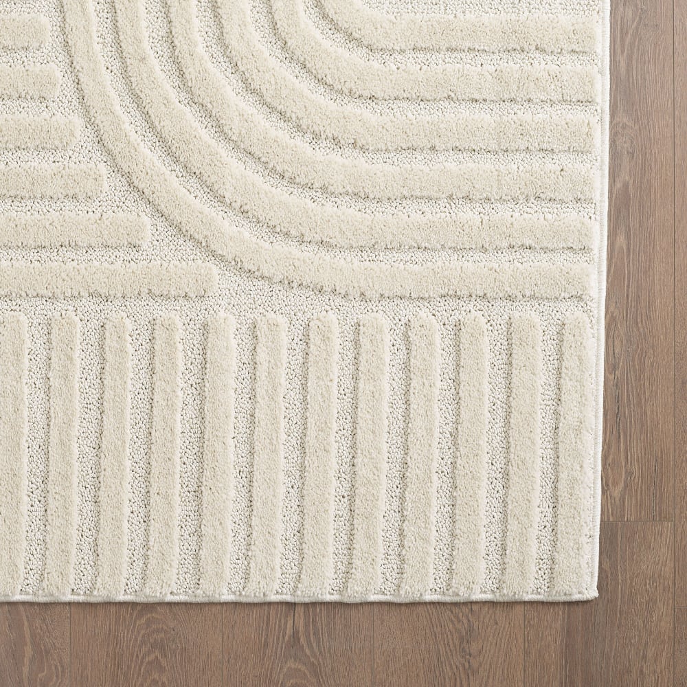 Tapis à reliefs géométriques crème rond - d120 cm — vue 4