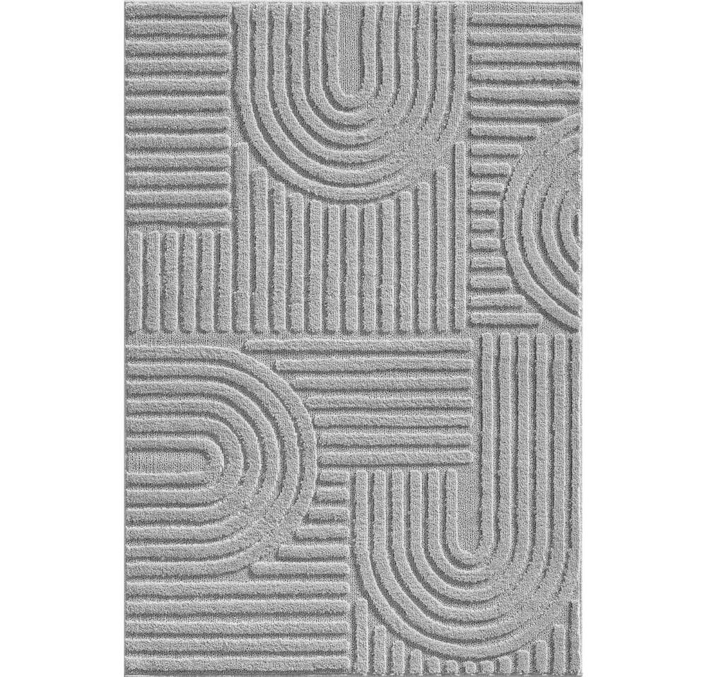 Nazar Teppich mit geometrischen Reliefs grau - 140x200 cm - Pp - Polypropylen
