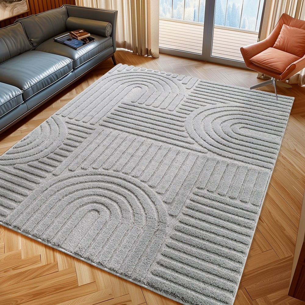 Tapis à reliefs géométriques gris - 140x200 cm — vue 3
