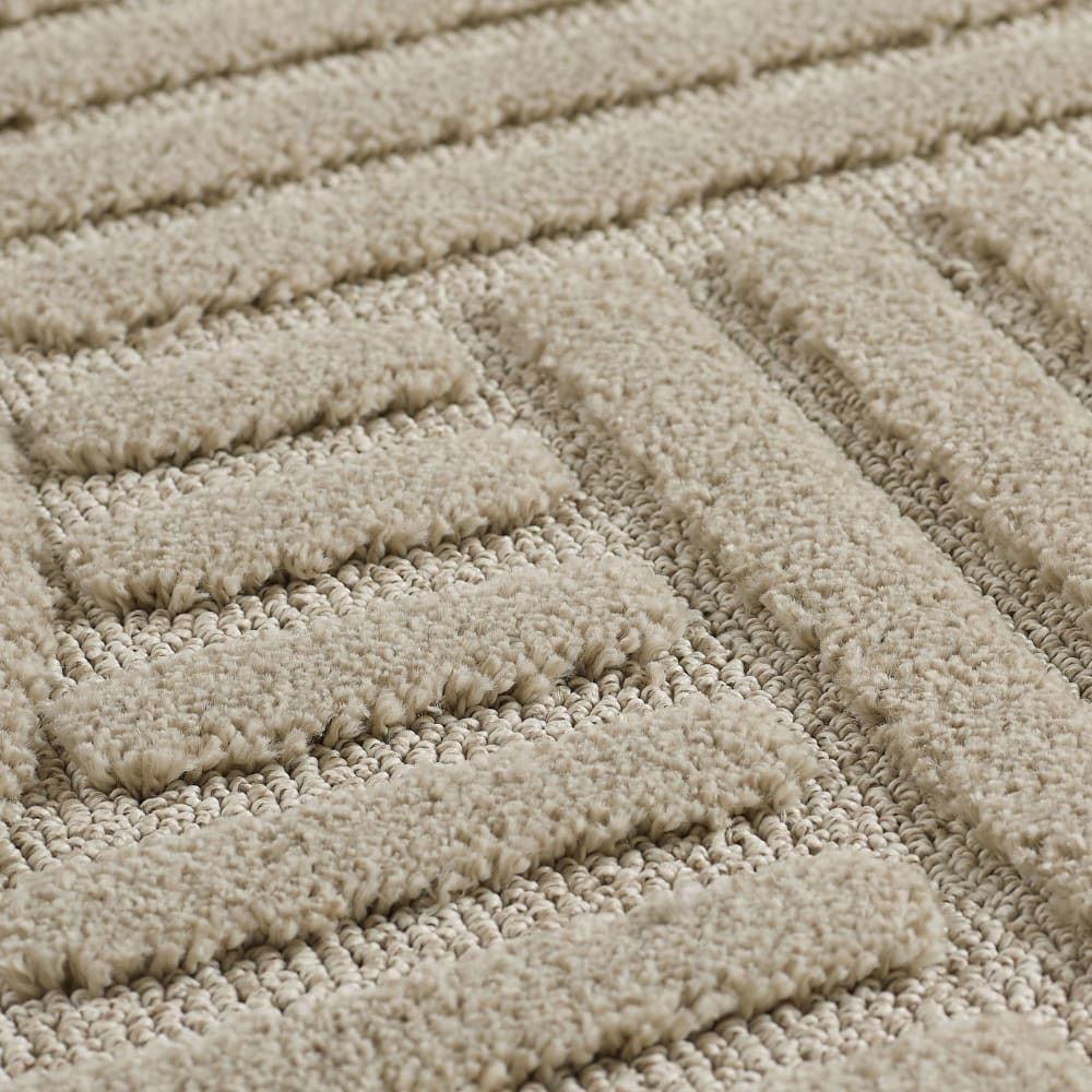 Tapis à reliefs géométriques beige rond - d200 cm — vue 3