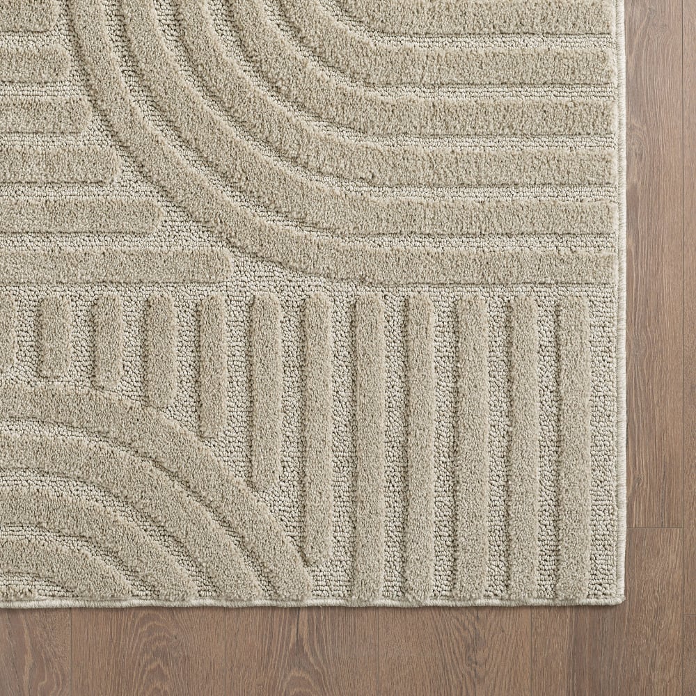 Tapis à reliefs géométriques beige rond - d200 cm — vue 4